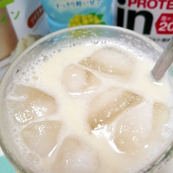 アイス☆レモンカルピスプロテインミルク♪
